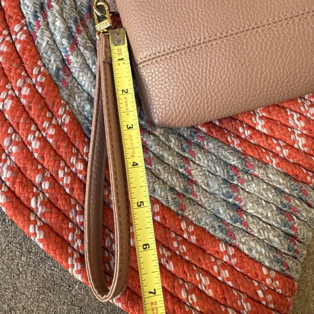 Steve Madden Double-Zip Wristlet Wallet Taupe Mocha Blush Pebbled Faux Leather